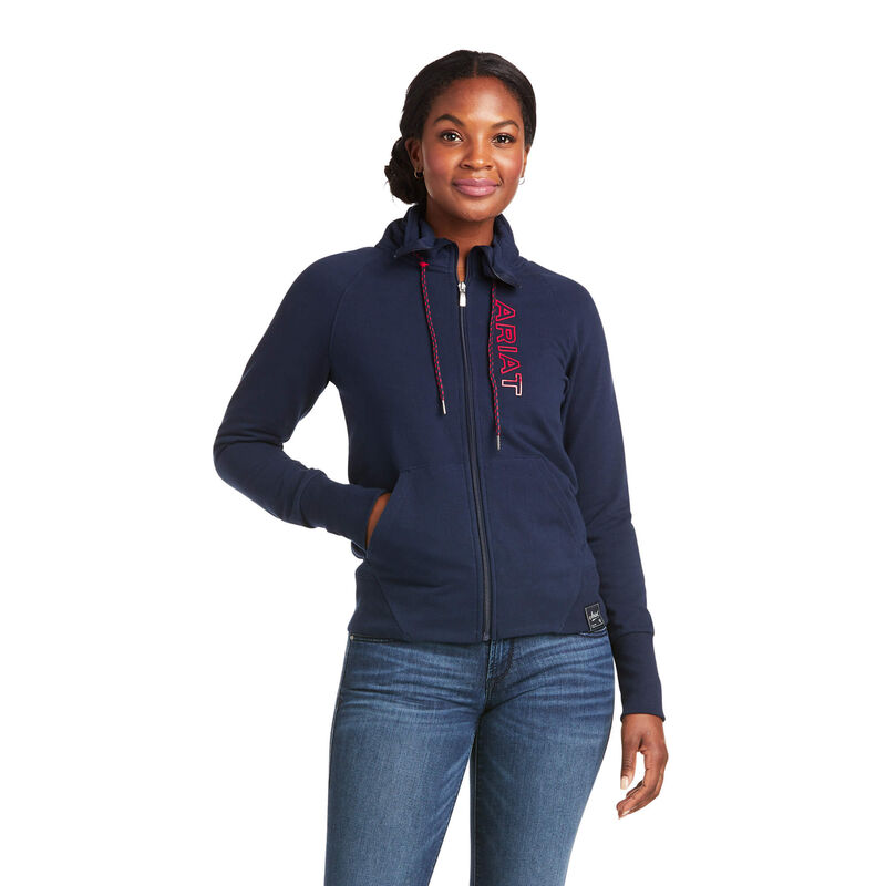 Sudaderas Ariat Team Logo Full Zip Azul Marino Mujer - Chile 763-CFWASM